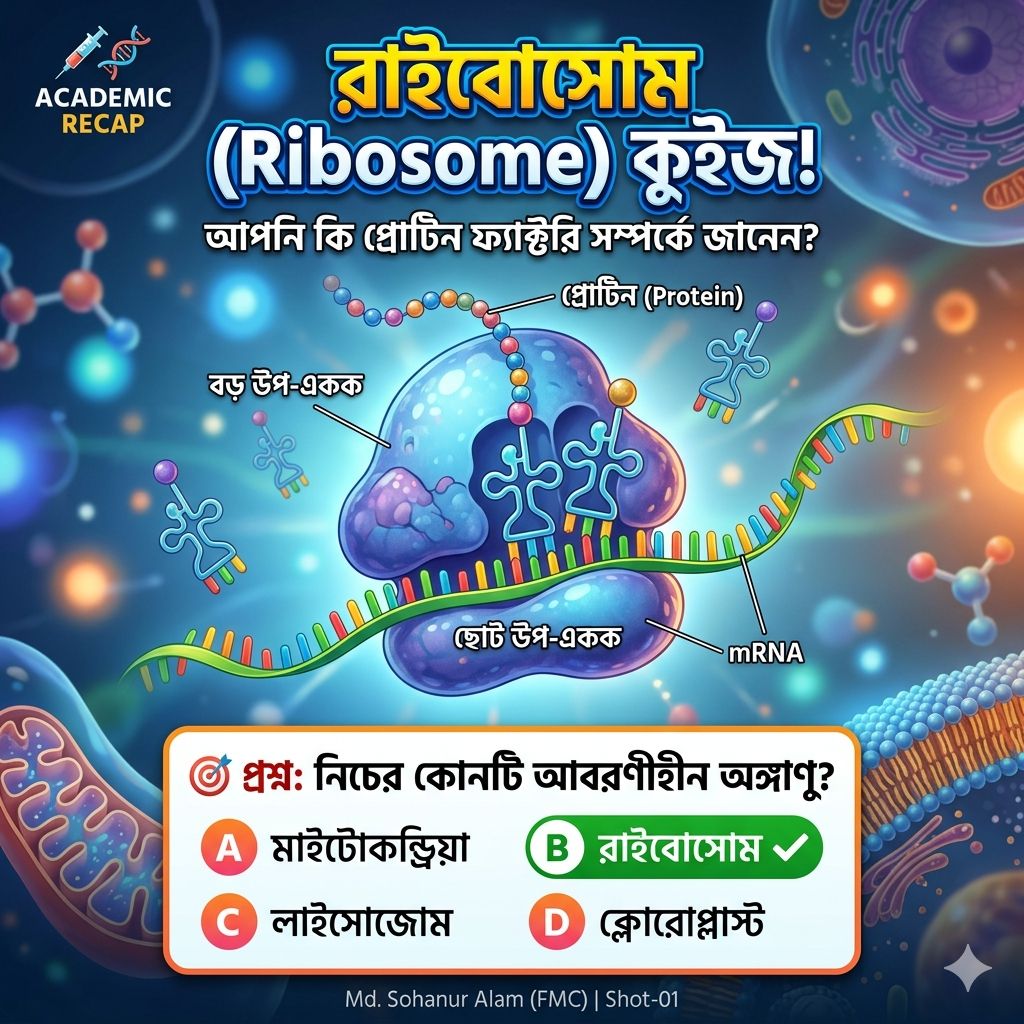 রাইবোজোম (Ribosome) কী? গঠন, প্রকারভেদ ও কাজ | মেডিকেল অ্যাডমিশন প্রস্তুতি